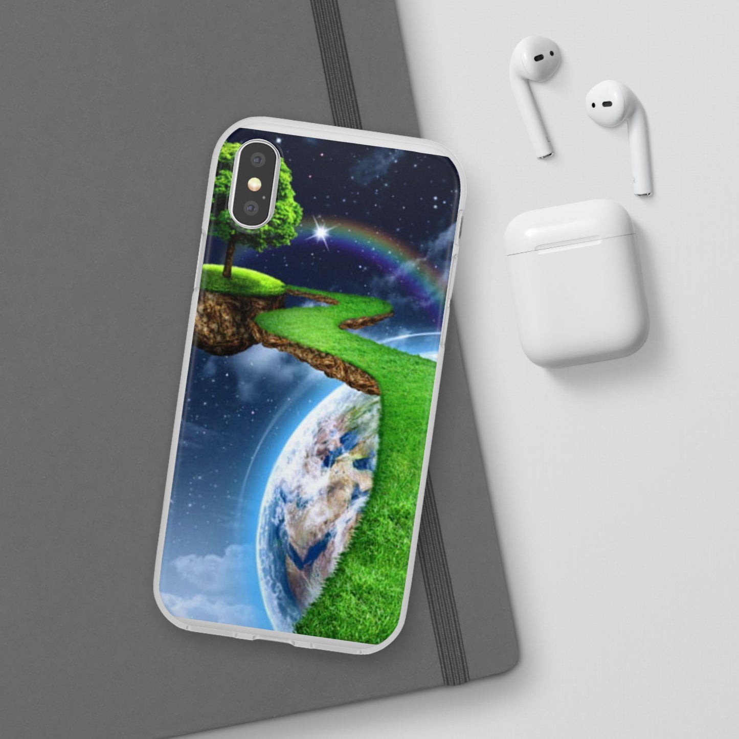 Dreamy Landscape Phone Case, Eco-Friendly Cell Phone Cover, Nature Inspired Gift, Aesthetic Mobile Case, Vibrant Rainbow Design