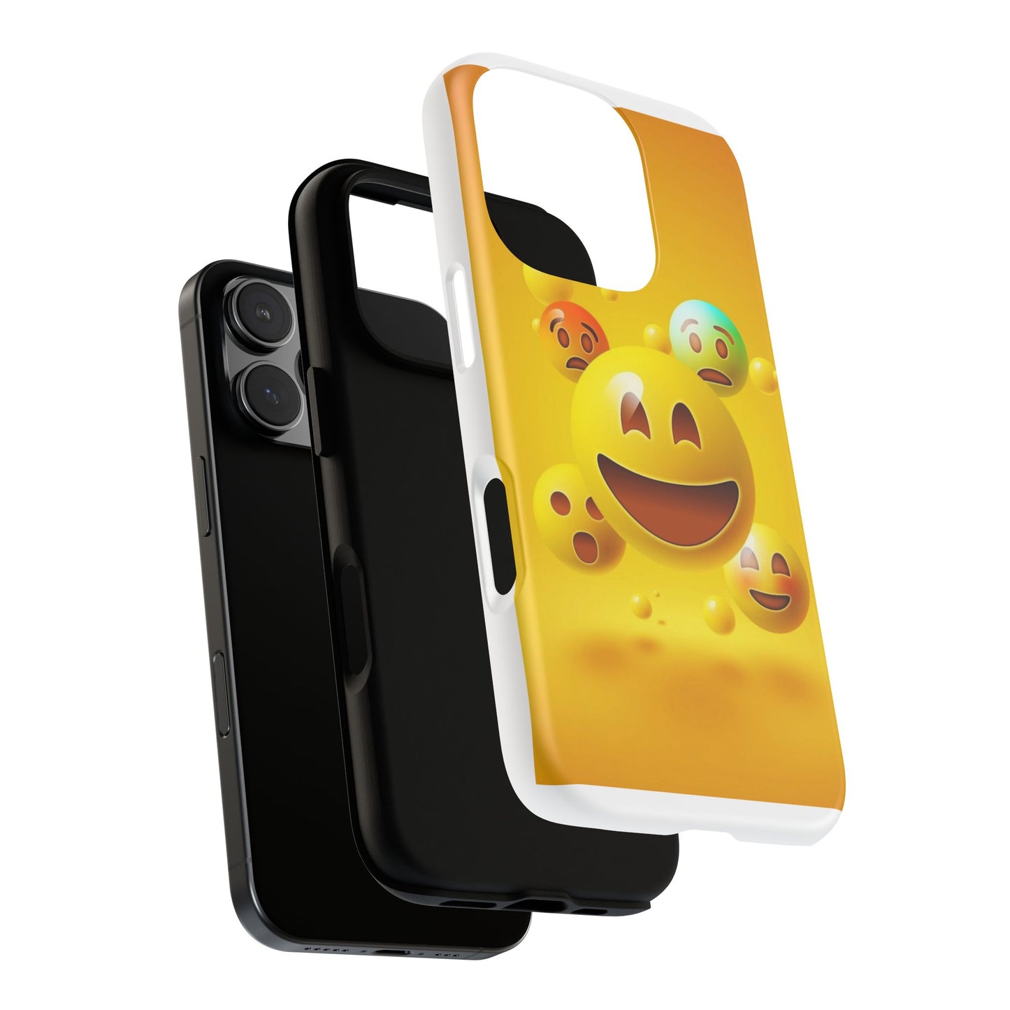 Smiley Face Phone Case, Fun Emoji Phone Cover, Durable Tough Case, Gift for Friends, Bright Yellow Accessory