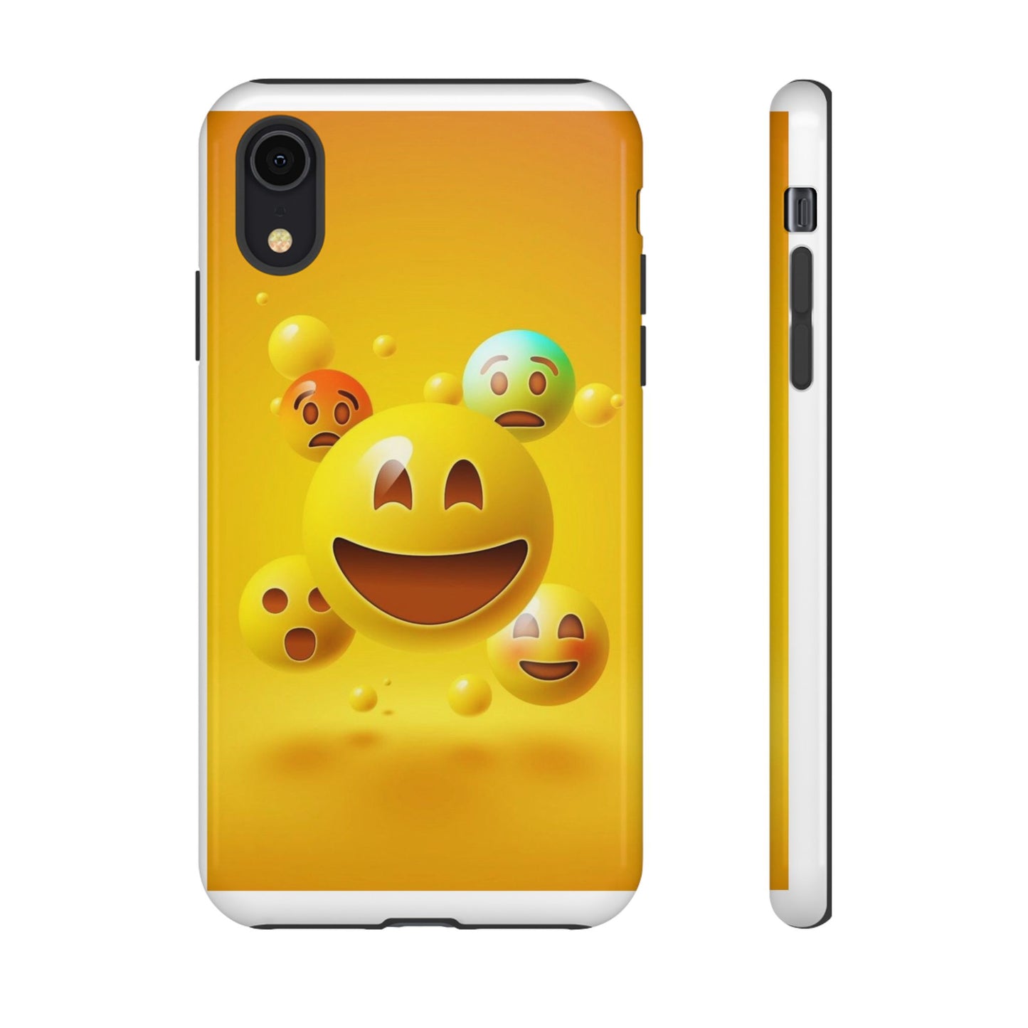 Smiley Face Phone Case, Fun Emoji Phone Cover, Durable Tough Case, Gift for Friends, Bright Yellow Accessory