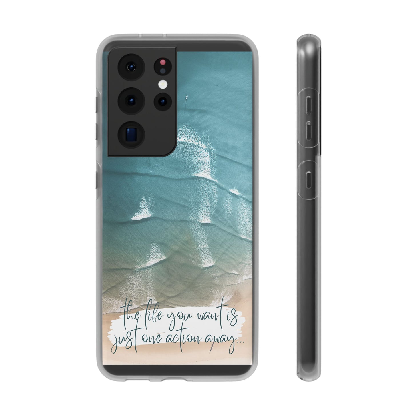 Ocean Waves Inspirational Phone Case, Beach Flexi Case, Life Quote Accessory, Coastal Decor, Gift