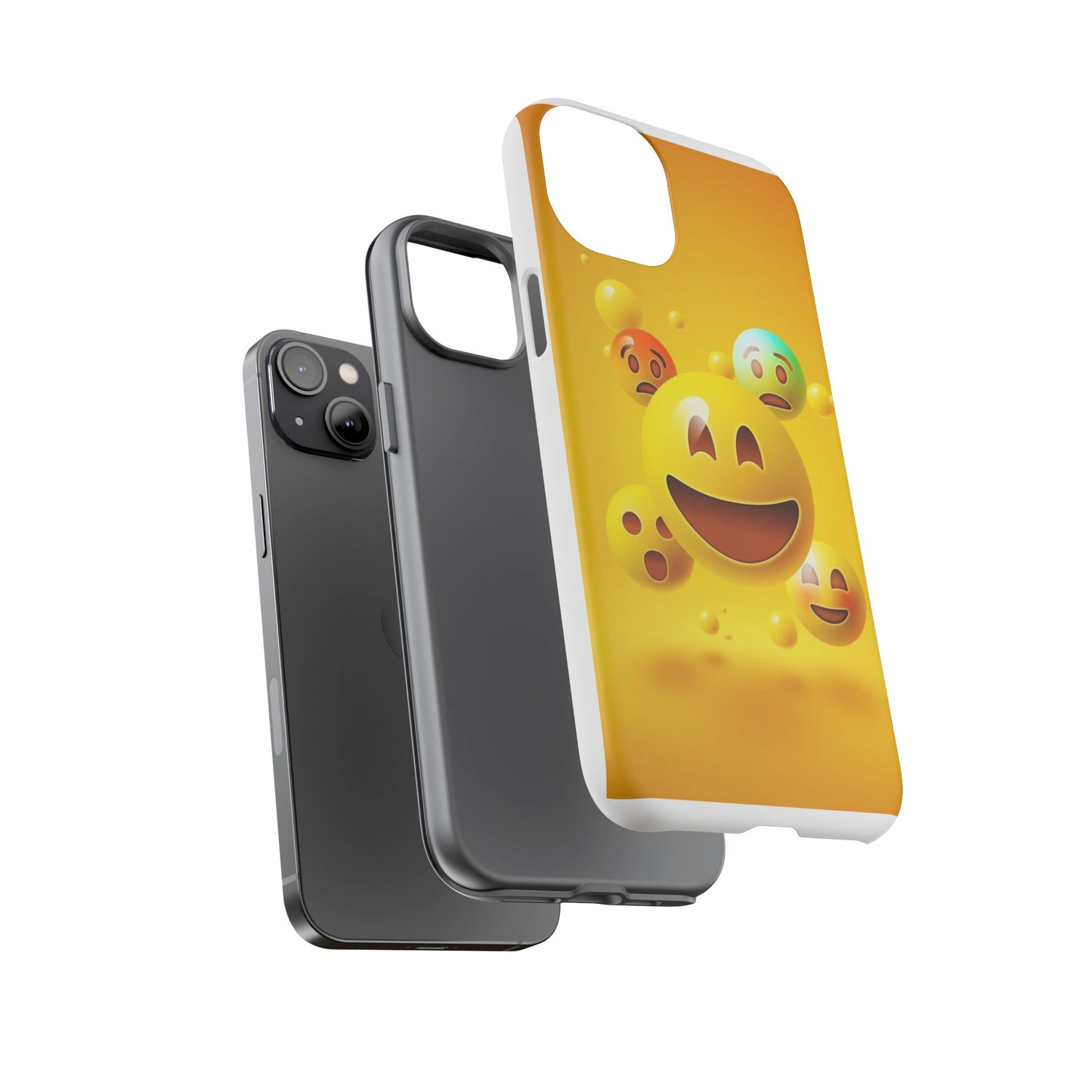 Smiley Face Phone Case, Fun Emoji Phone Cover, Durable Tough Case, Gift for Friends, Bright Yellow Accessory