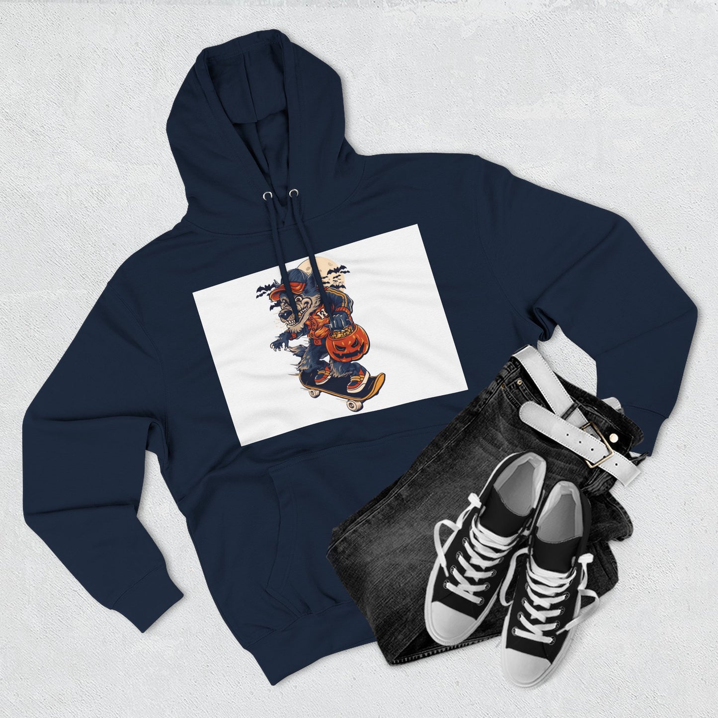 Fleece Hoodie with Halloween Design, Cozy Sweatshirt, Fall Fashion, Gift for Her, Casual Layering