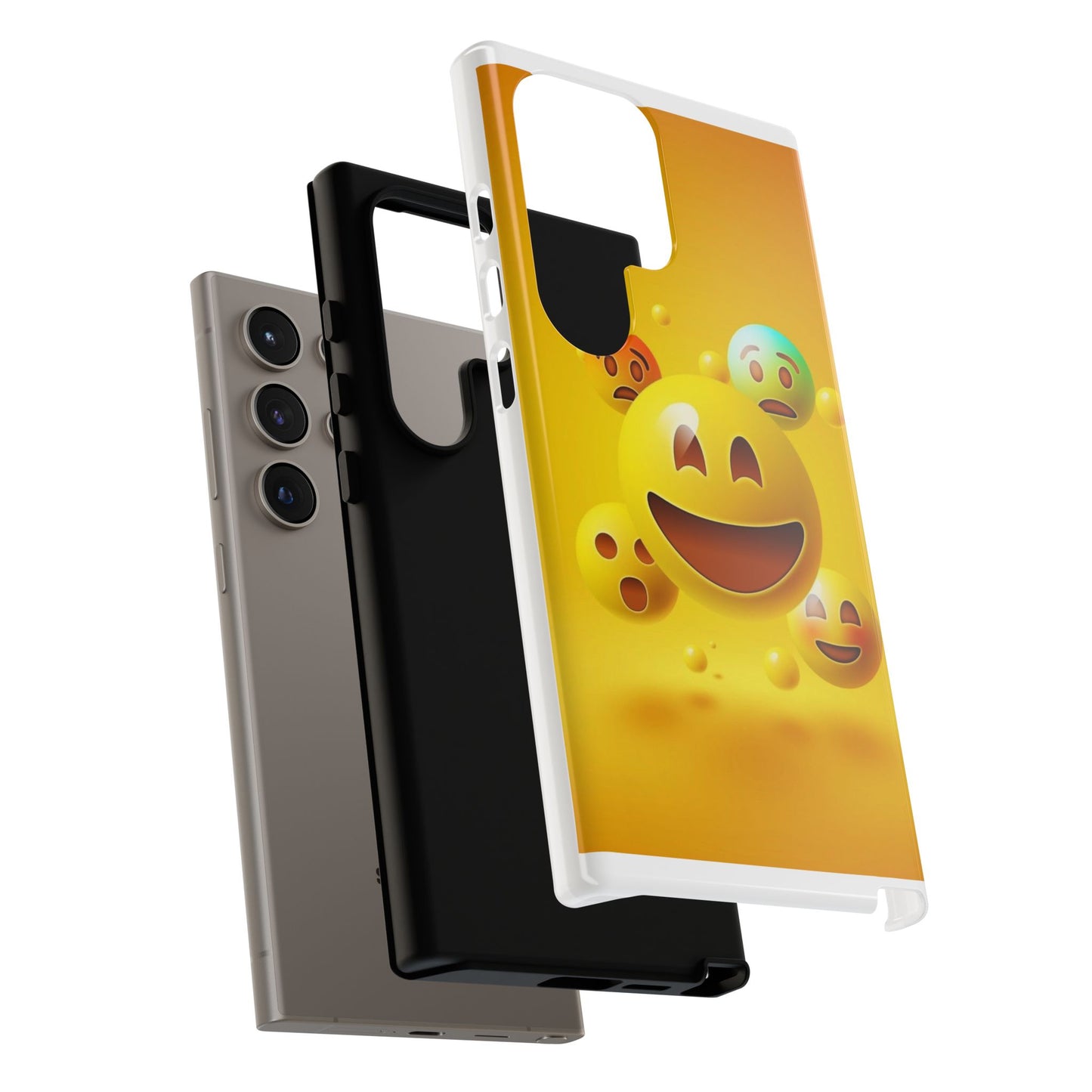 Smiley Face Phone Case, Fun Emoji Phone Cover, Durable Tough Case, Gift for Friends, Bright Yellow Accessory