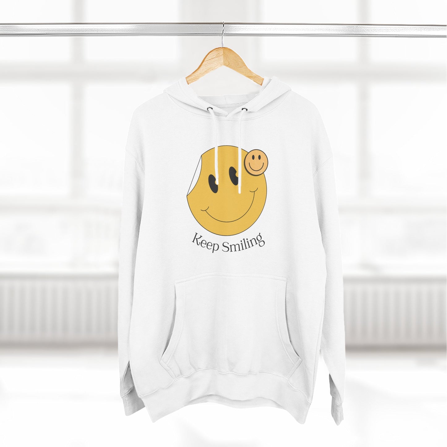 Happy Vibes Fleece Hoodie, Cozy Gift, Keep Smiling Hoodie, Casual Wear, Trendy Sweatshirt, Unisex Fashion