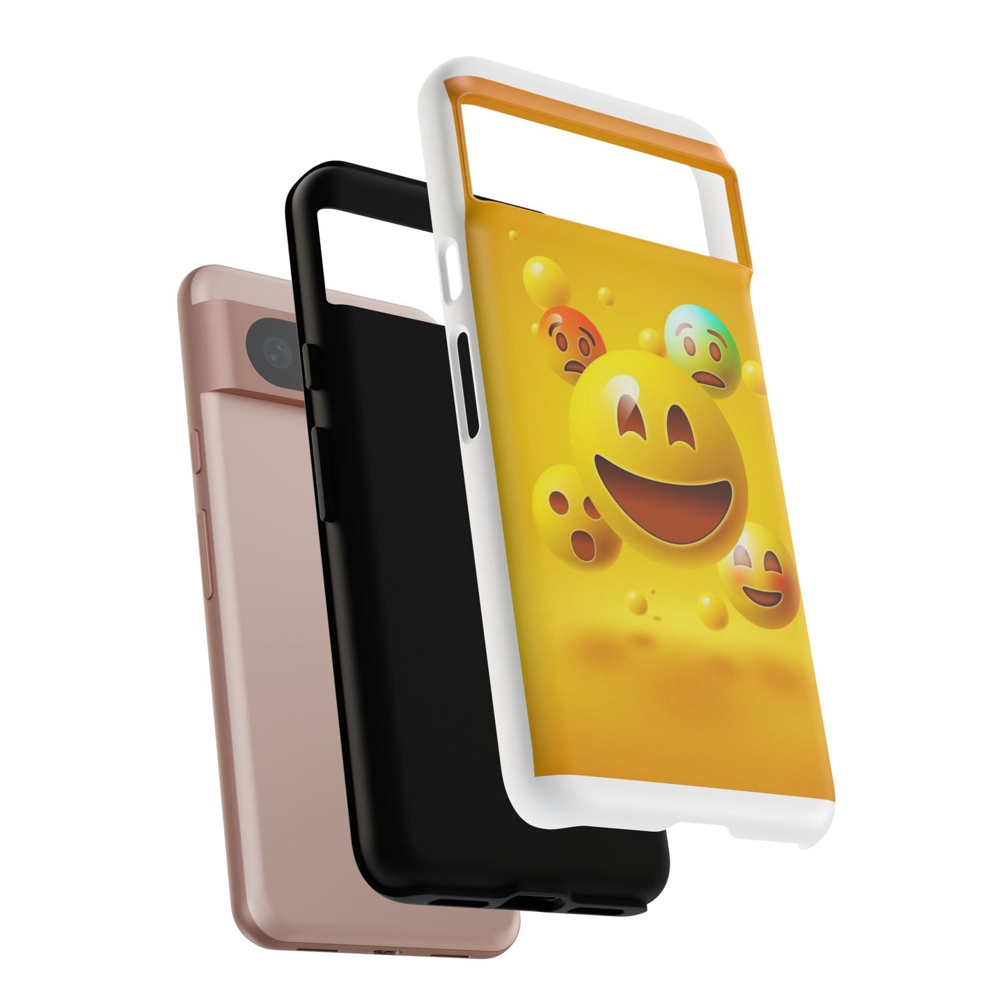 Smiley Face Phone Case, Fun Emoji Phone Cover, Durable Tough Case, Gift for Friends, Bright Yellow Accessory