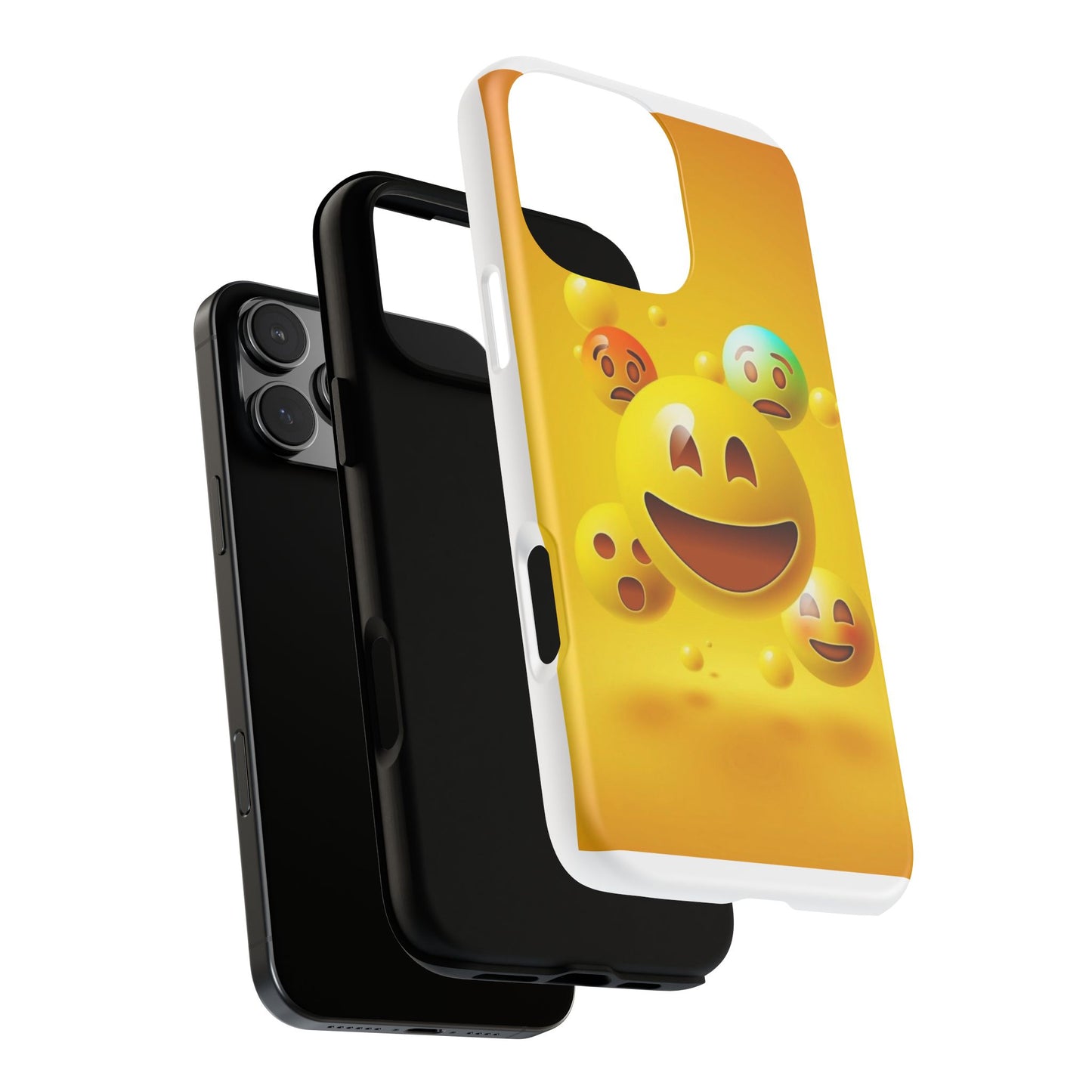 Smiley Face Phone Case, Fun Emoji Phone Cover, Durable Tough Case, Gift for Friends, Bright Yellow Accessory