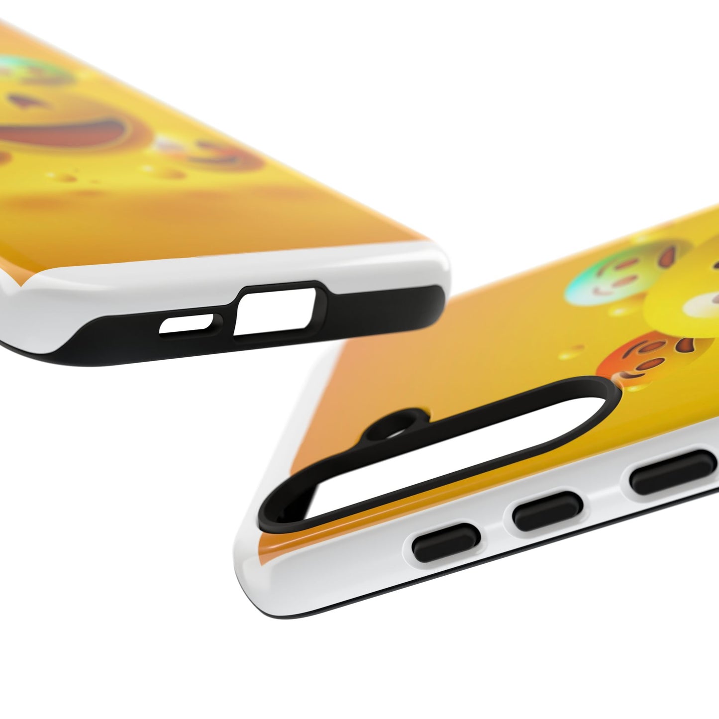 Smiley Face Phone Case, Fun Emoji Phone Cover, Durable Tough Case, Gift for Friends, Bright Yellow Accessory