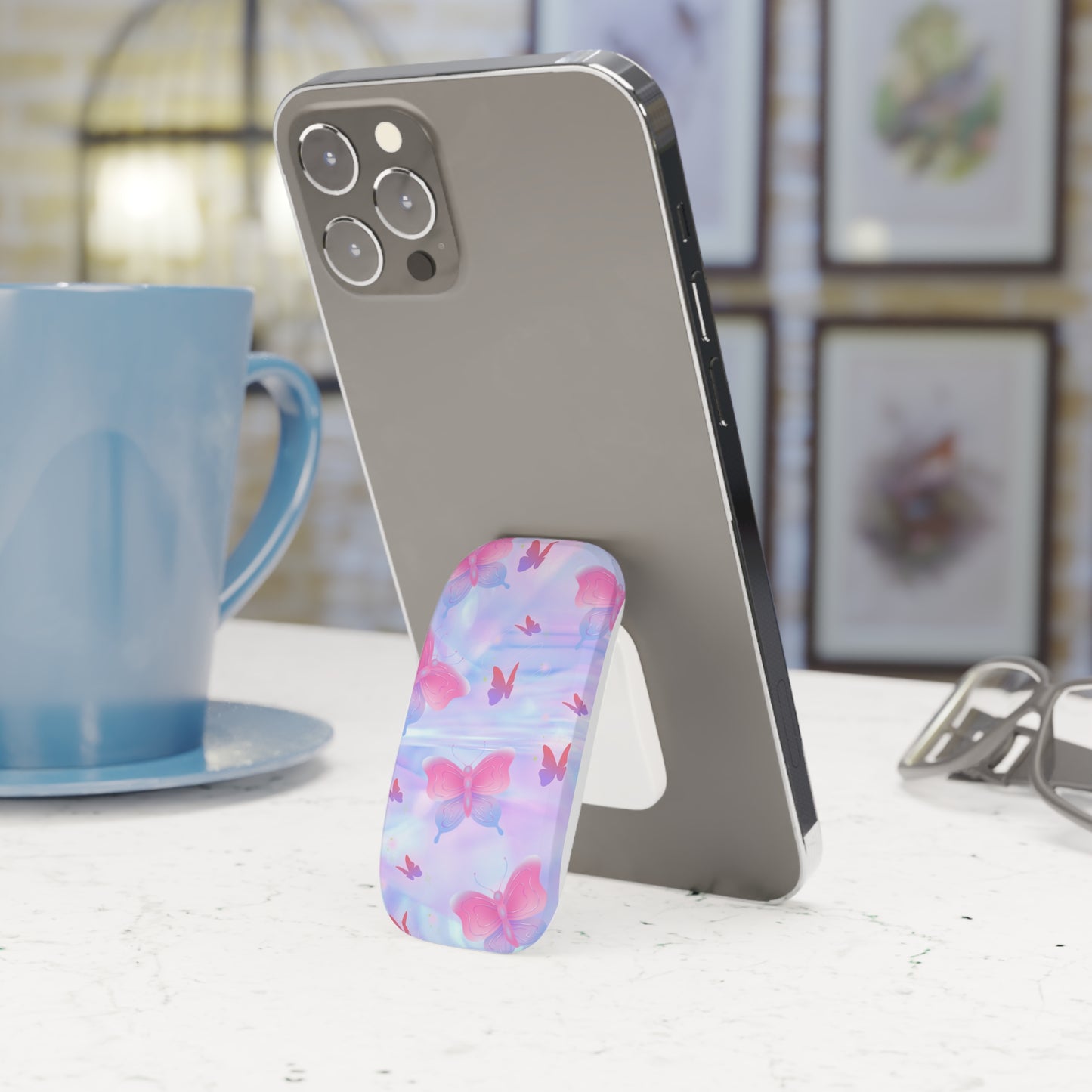 Butterfly Phone Grip Stand, Aesthetic Phone Accessory for Teens, Spring Gift, Cute Phone Holder, Floral Grip