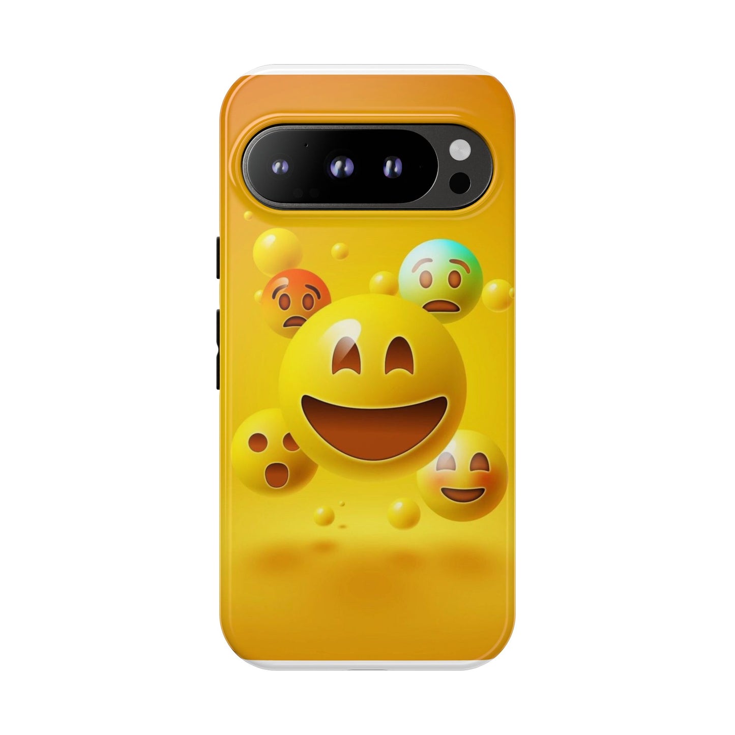 Smiley Face Phone Case, Fun Emoji Phone Cover, Durable Tough Case, Gift for Friends, Bright Yellow Accessory
