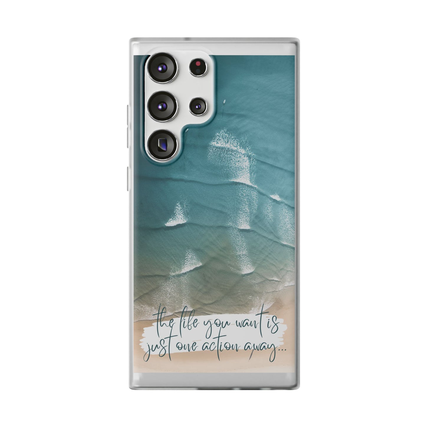 Ocean Waves Inspirational Phone Case, Beach Flexi Case, Life Quote Accessory, Coastal Decor, Gift