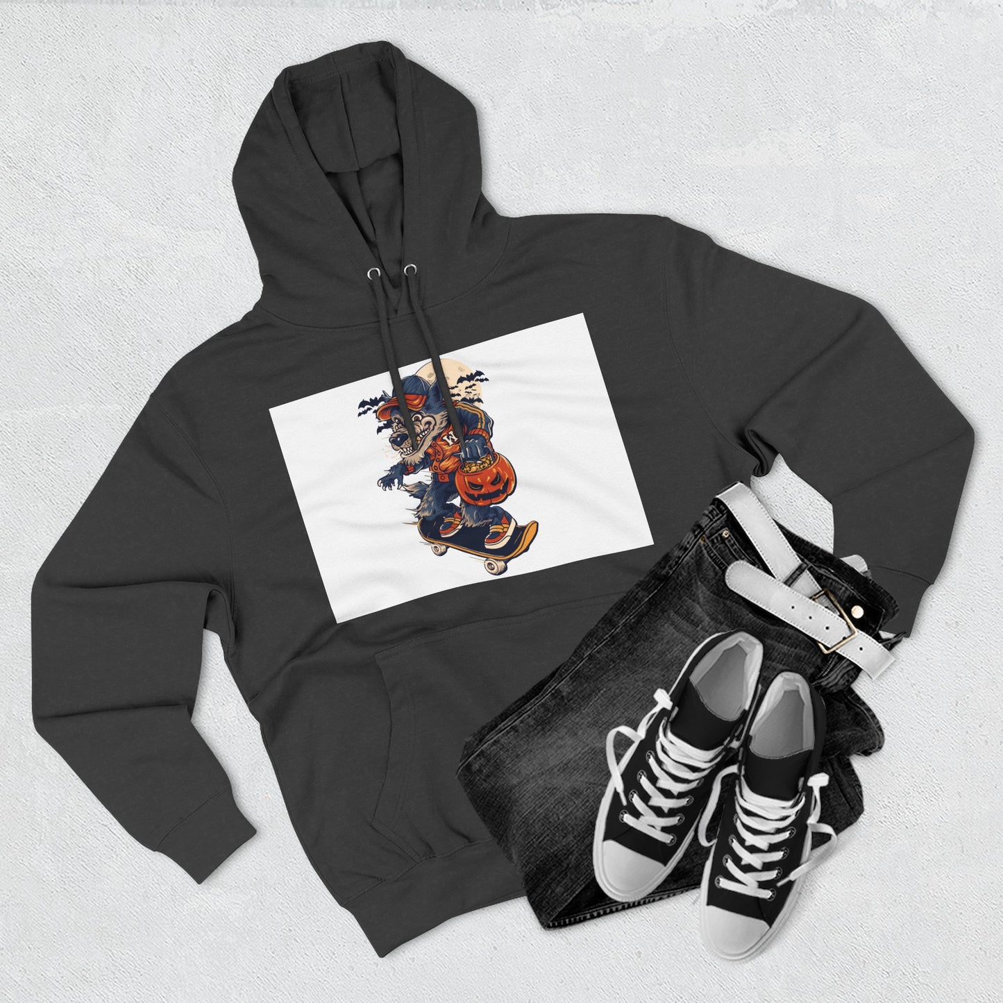 Fleece Hoodie with Halloween Design, Cozy Sweatshirt, Fall Fashion, Gift for Her, Casual Layering