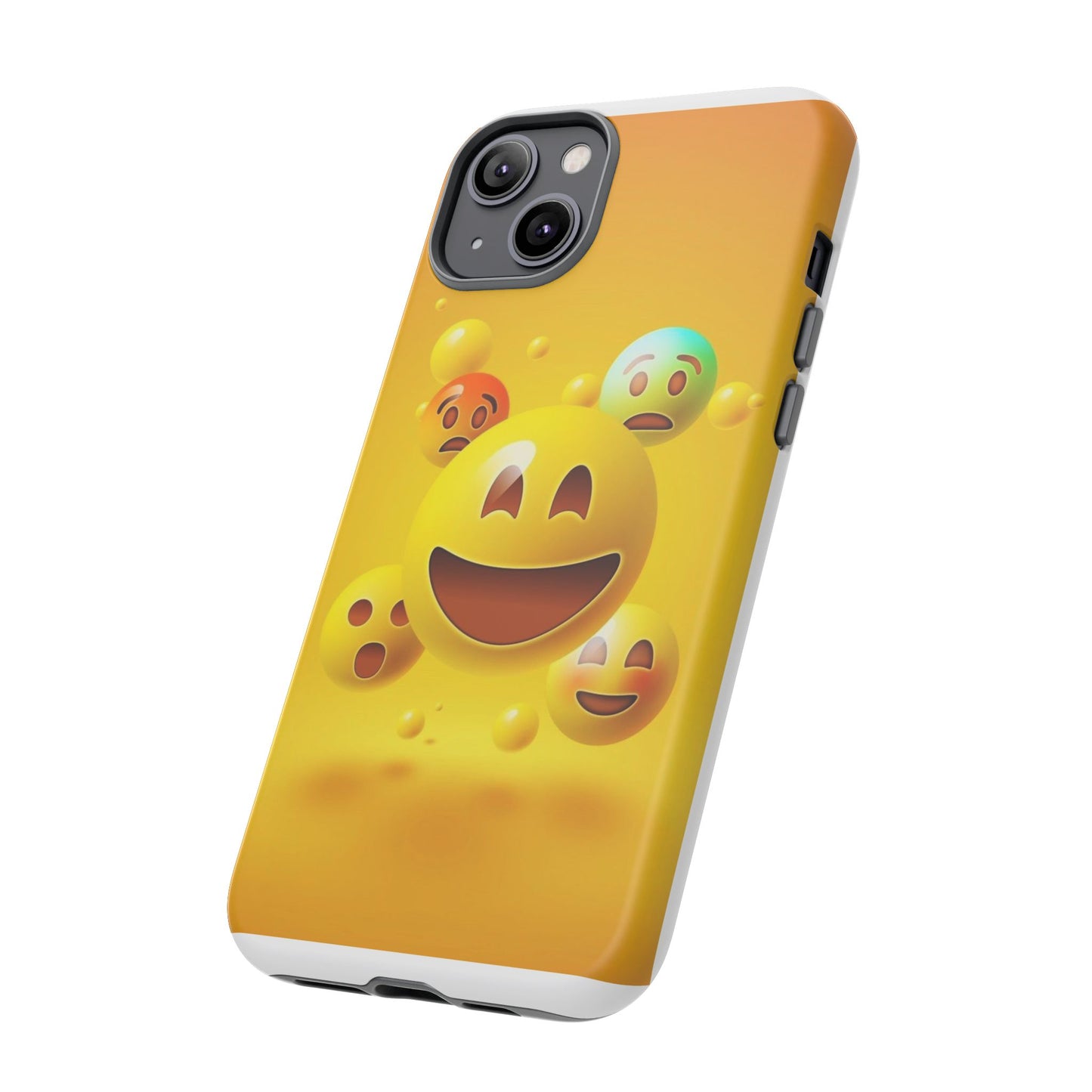 Smiley Face Phone Case, Fun Emoji Phone Cover, Durable Tough Case, Gift for Friends, Bright Yellow Accessory