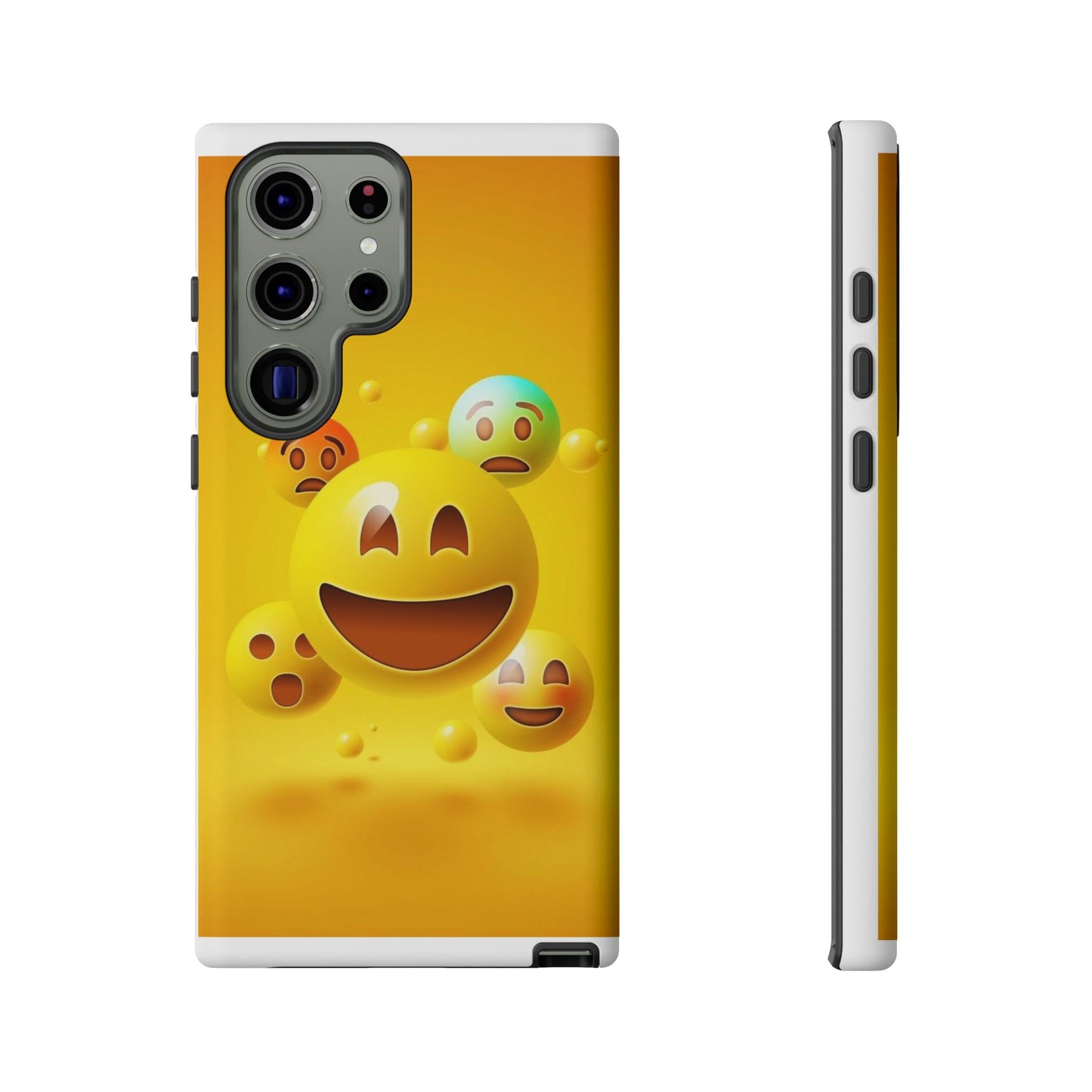 Smiley Face Phone Case, Fun Emoji Phone Cover, Durable Tough Case, Gift for Friends, Bright Yellow Accessory