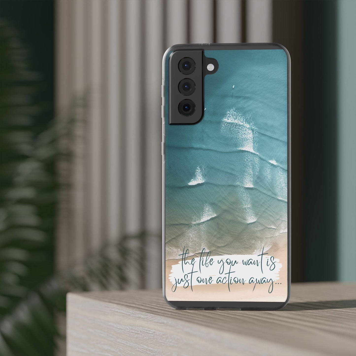 Ocean Waves Inspirational Phone Case, Beach Flexi Case, Life Quote Accessory, Coastal Decor, Gift