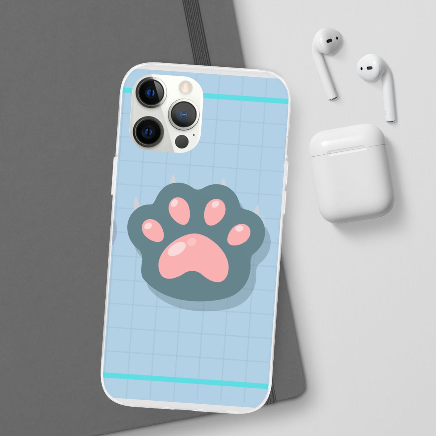 Paw Print Phone Case, Cute Pet Lover Flexi Cases, Dog Cat Accessory, Gift for Animal Lovers, Durable and Stylish Gadget Cover