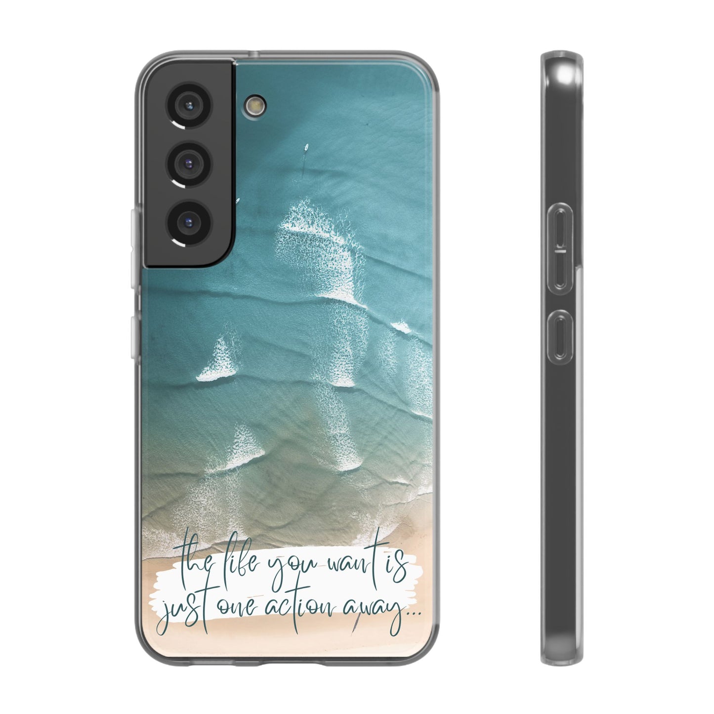 Ocean Waves Inspirational Phone Case, Beach Flexi Case, Life Quote Accessory, Coastal Decor, Gift