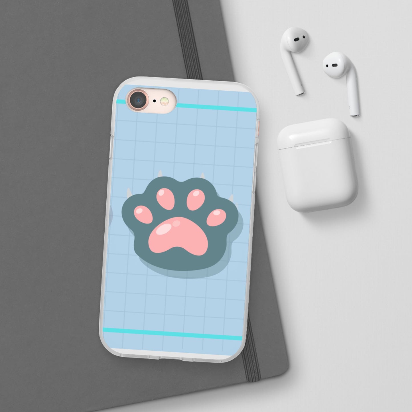 Paw Print Phone Case, Cute Pet Lover Flexi Cases, Dog Cat Accessory, Gift for Animal Lovers, Durable and Stylish Gadget Cover