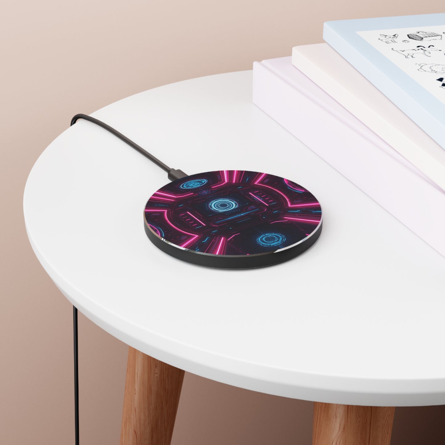 Futuristic Wireless Charger with Neon Design, Fast Charging Pad, Tech Accessory, Gift for Gamers, Modern Home Decor