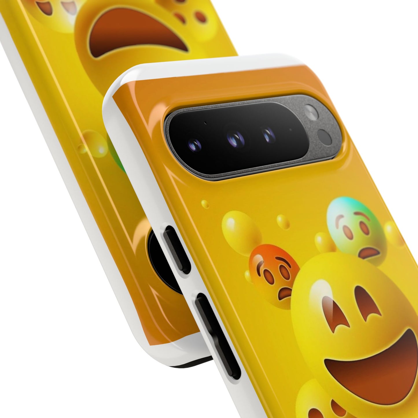 Smiley Face Phone Case, Fun Emoji Phone Cover, Durable Tough Case, Gift for Friends, Bright Yellow Accessory