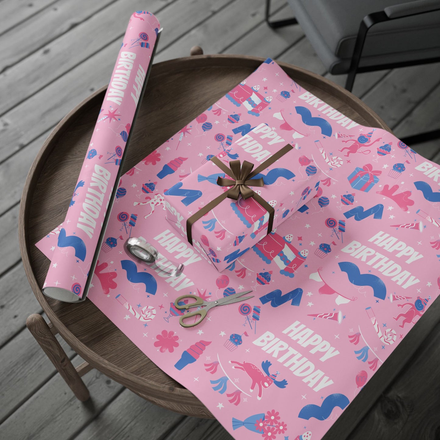 Birthday Colorful Wrapping Paper Roll for Any Occasion, Gift Wrap, Pink Party Wrap, Birthday, Baby Shower, Holidays, Scrapbooking