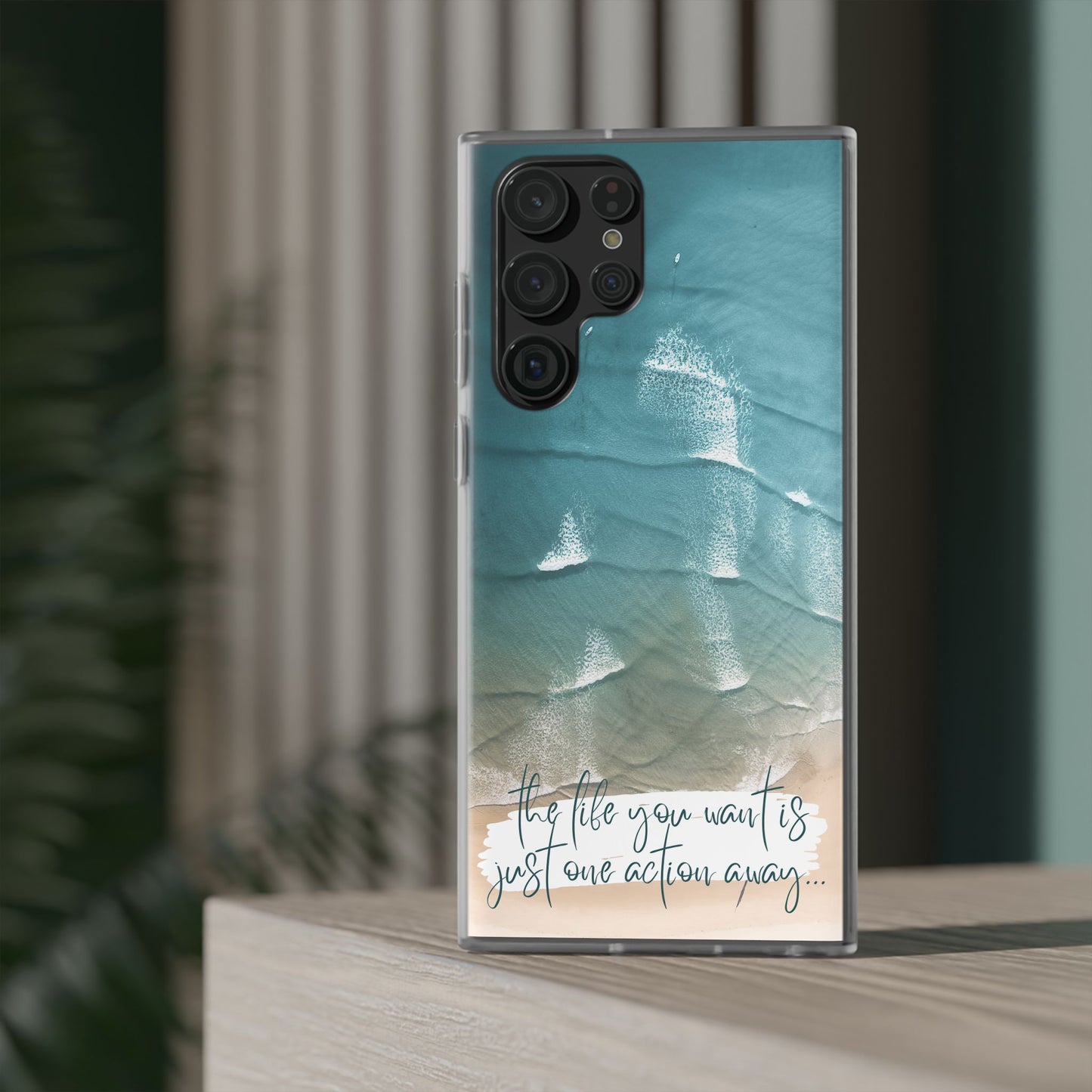Ocean Waves Inspirational Phone Case, Beach Flexi Case, Life Quote Accessory, Coastal Decor, Gift