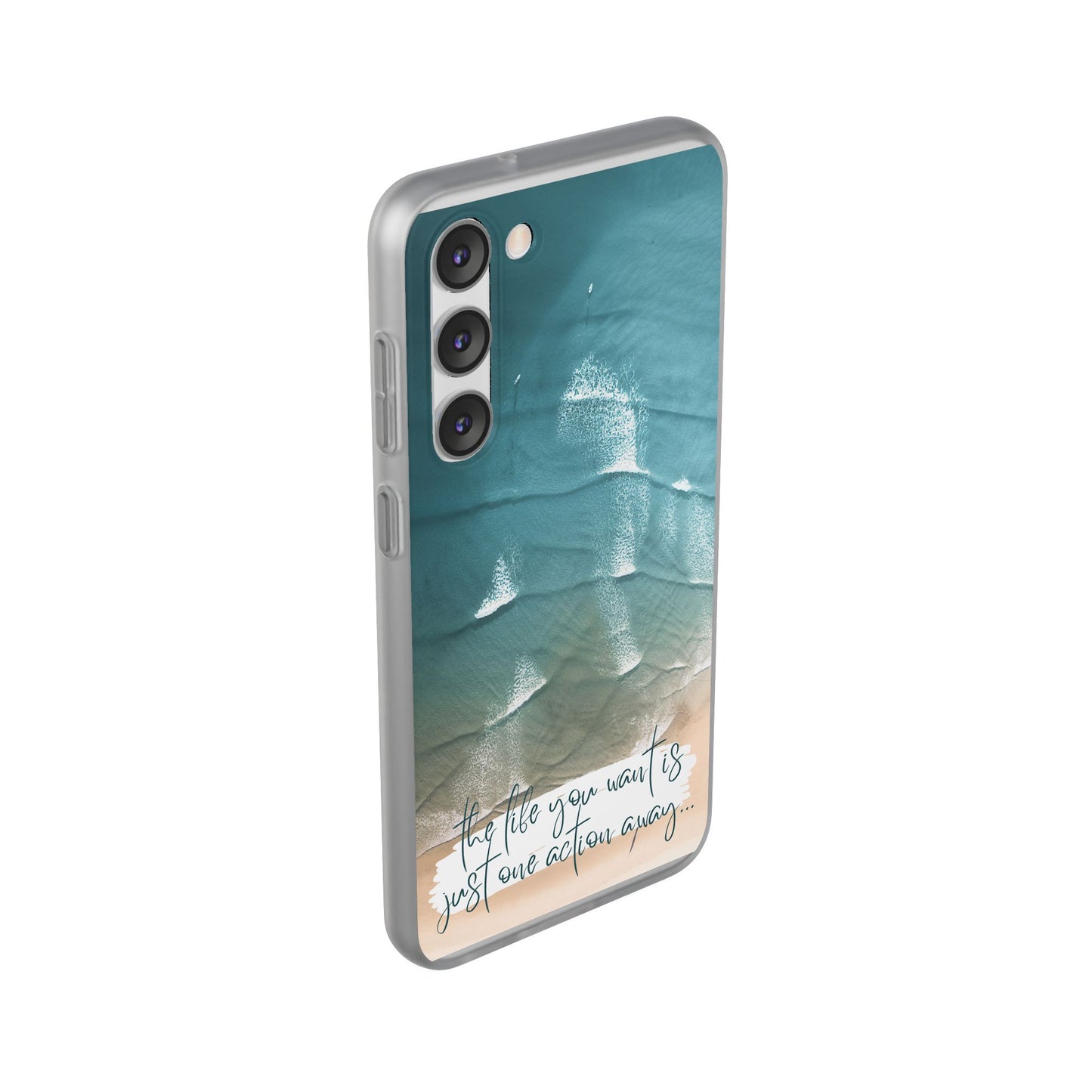 Ocean Waves Inspirational Phone Case, Beach Flexi Case, Life Quote Accessory, Coastal Decor, Gift