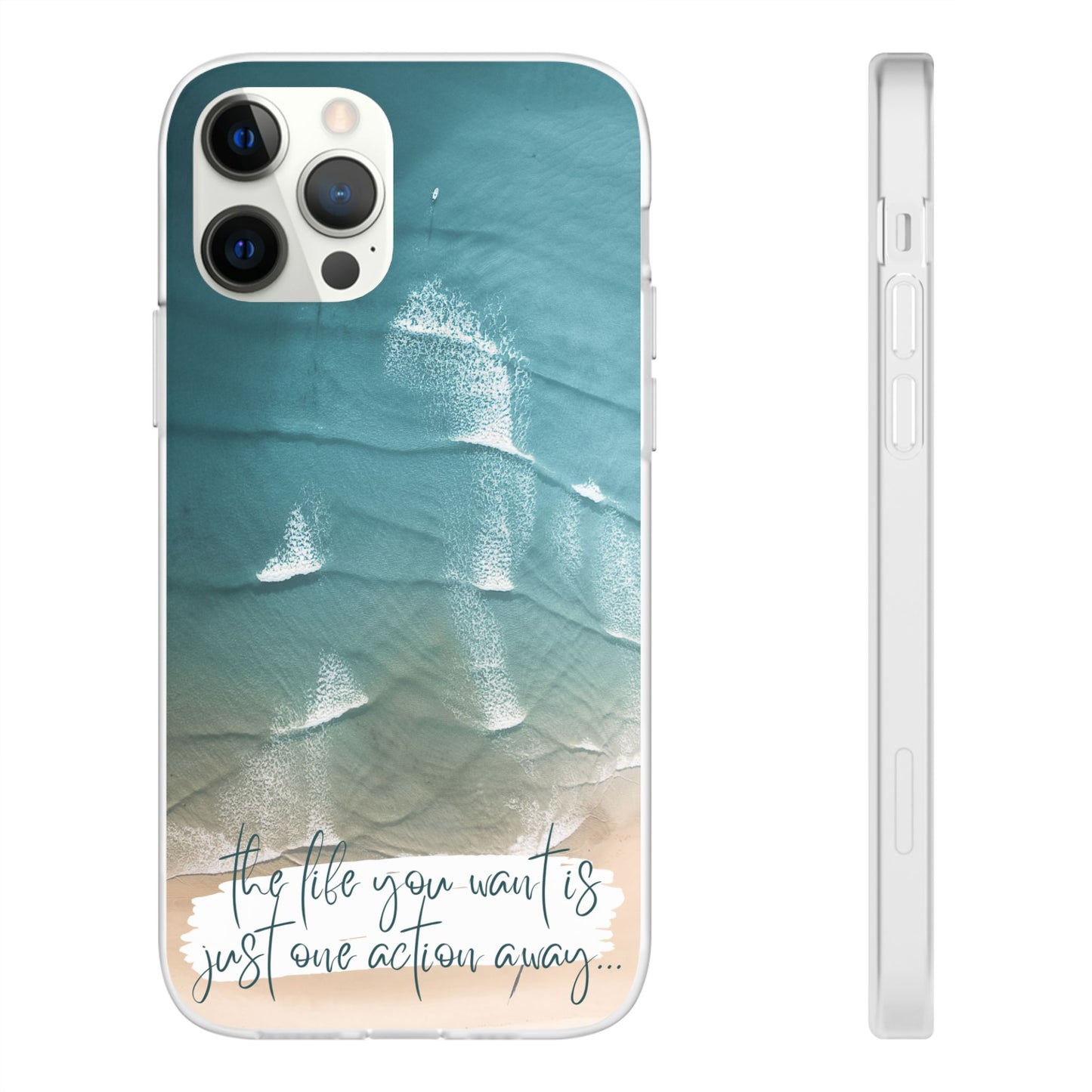 Ocean Waves Inspirational Phone Case, Beach Flexi Case, Life Quote Accessory, Coastal Decor, Gift