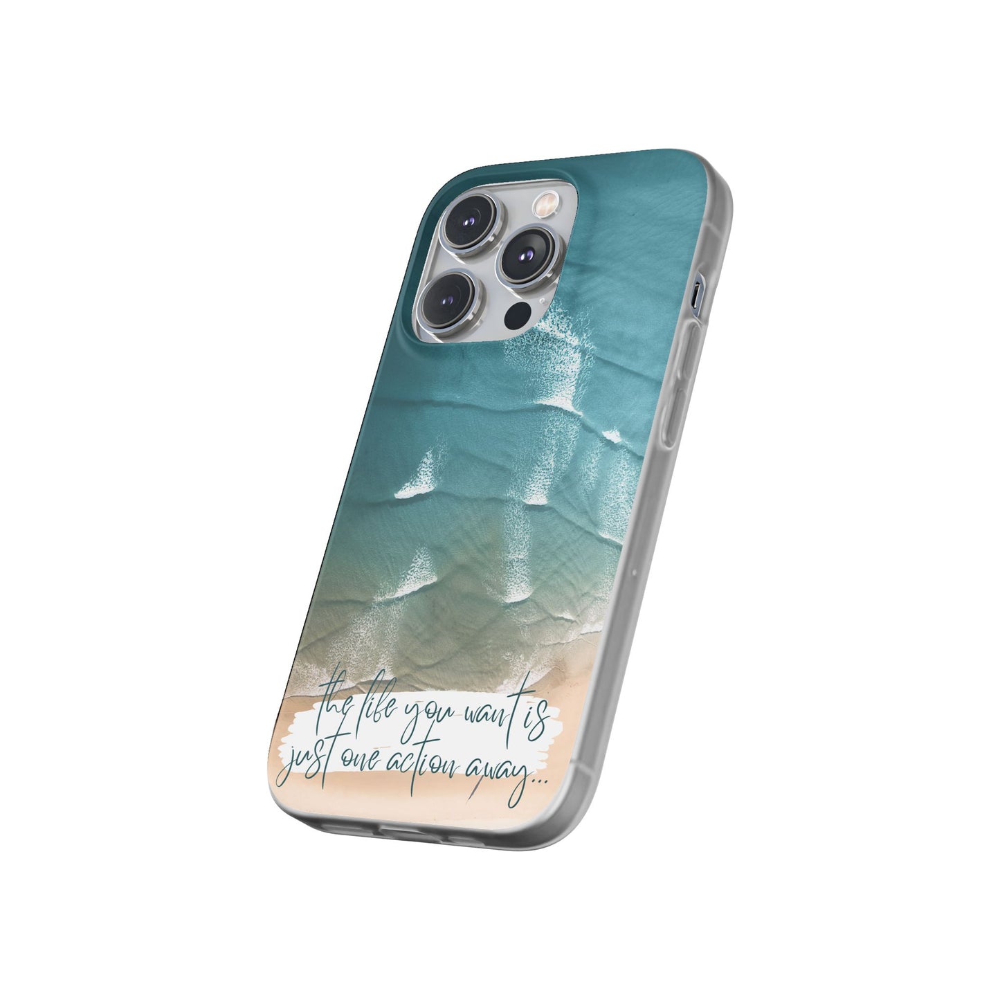Ocean Waves Inspirational Phone Case, Beach Flexi Case, Life Quote Accessory, Coastal Decor, Gift