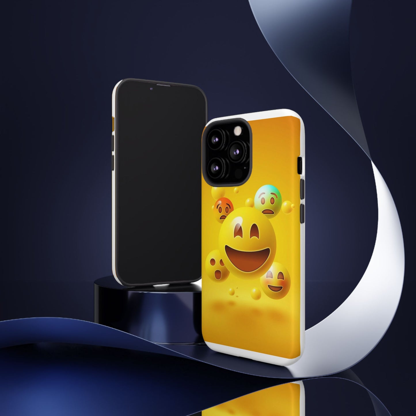 Smiley Face Phone Case, Fun Emoji Phone Cover, Durable Tough Case, Gift for Friends, Bright Yellow Accessory