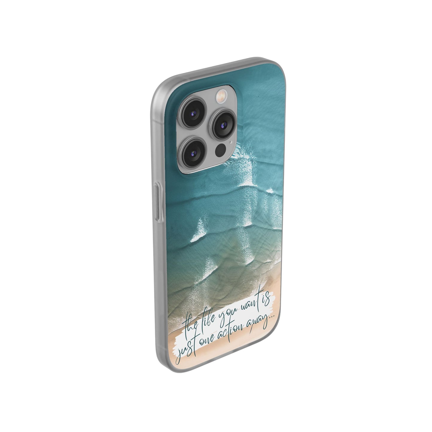 Ocean Waves Inspirational Phone Case, Beach Flexi Case, Life Quote Accessory, Coastal Decor, Gift