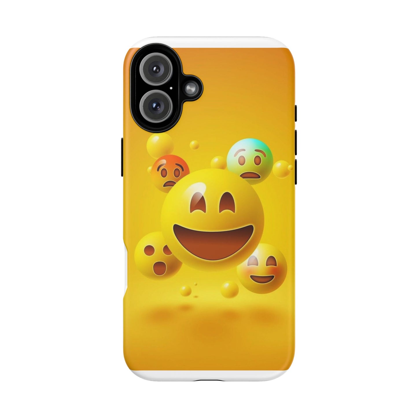 Smiley Face Phone Case, Fun Emoji Phone Cover, Durable Tough Case, Gift for Friends, Bright Yellow Accessory