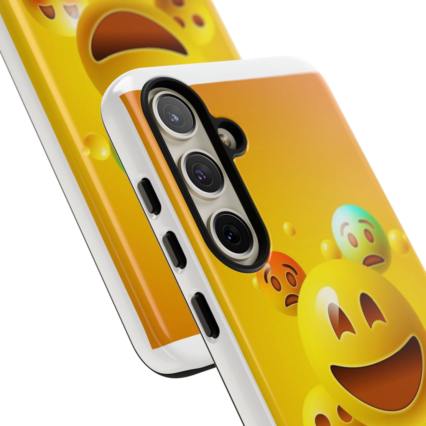 Smiley Face Phone Case, Fun Emoji Phone Cover, Durable Tough Case, Gift for Friends, Bright Yellow Accessory