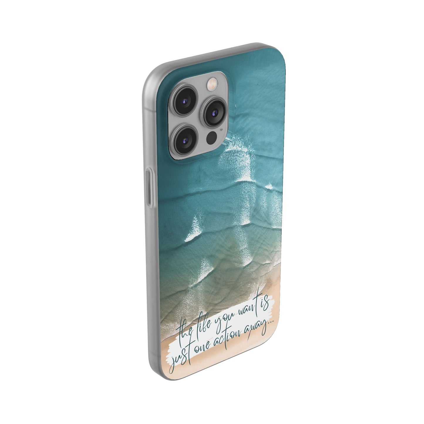 Ocean Waves Inspirational Phone Case, Beach Flexi Case, Life Quote Accessory, Coastal Decor, Gift
