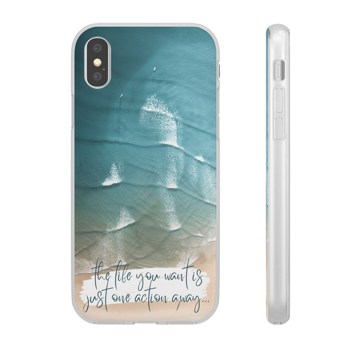 Ocean Waves Inspirational Phone Case, Beach Flexi Case, Life Quote Accessory, Coastal Decor, Gift