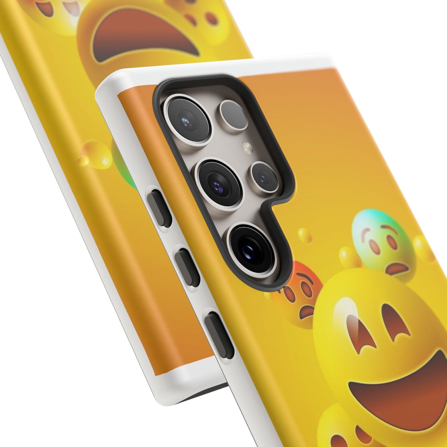 Smiley Face Phone Case, Fun Emoji Phone Cover, Durable Tough Case, Gift for Friends, Bright Yellow Accessory