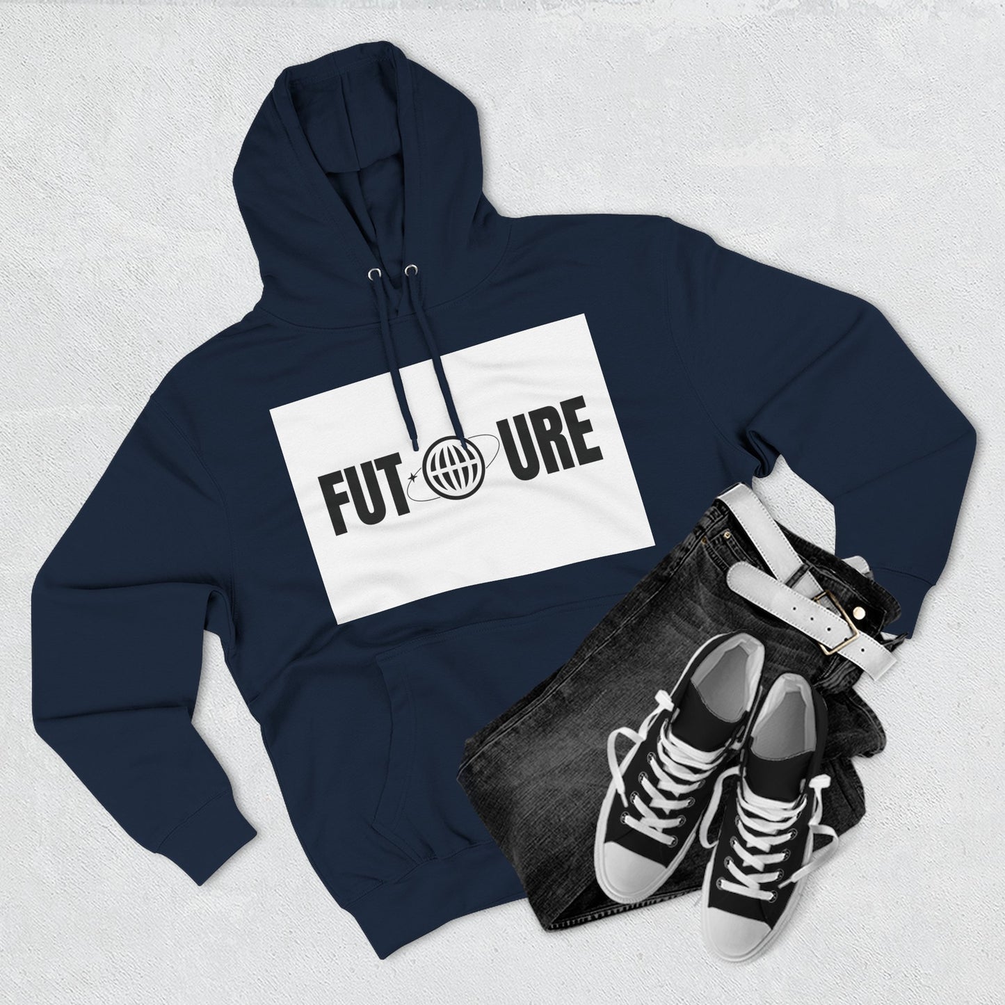 Futuristic Three-Panel Fleece Hoodie, Cozy Fashion, Streetwear Style, Gift for Trendsetters, Everyday Comfort