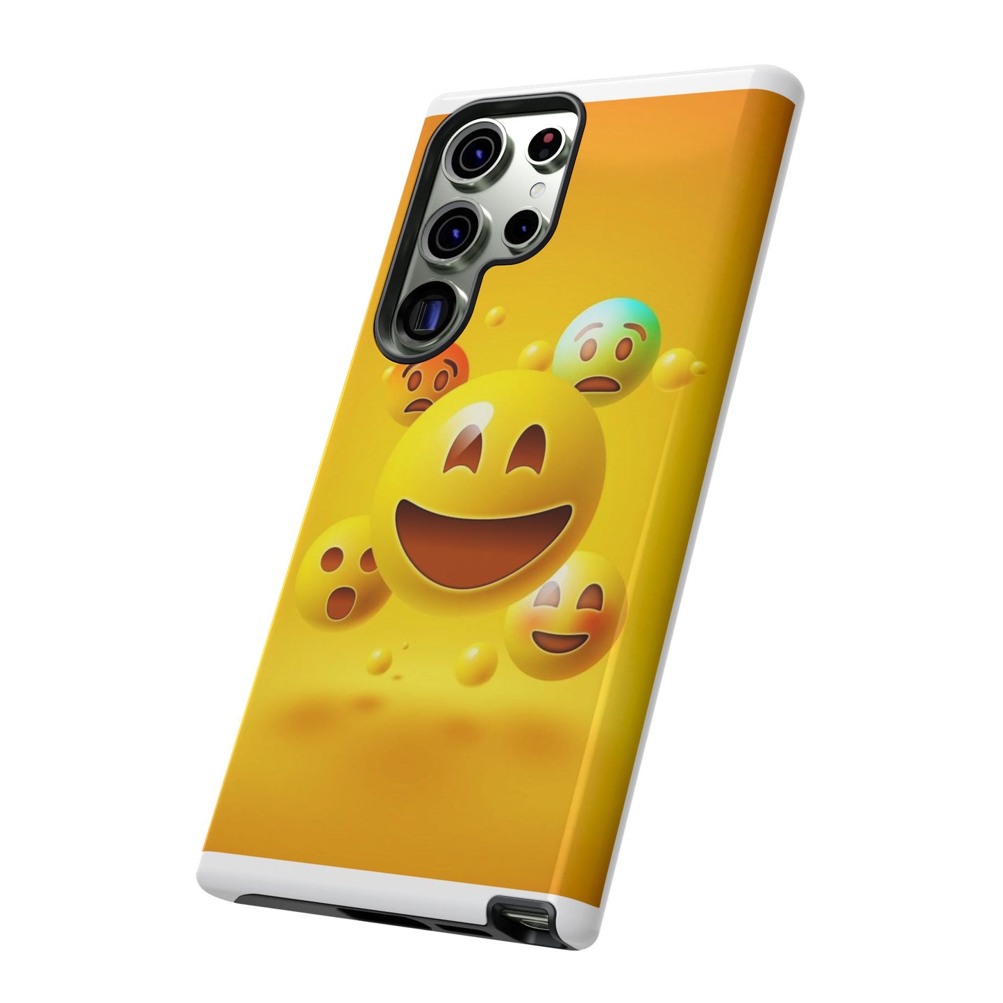 Smiley Face Phone Case, Fun Emoji Phone Cover, Durable Tough Case, Gift for Friends, Bright Yellow Accessory