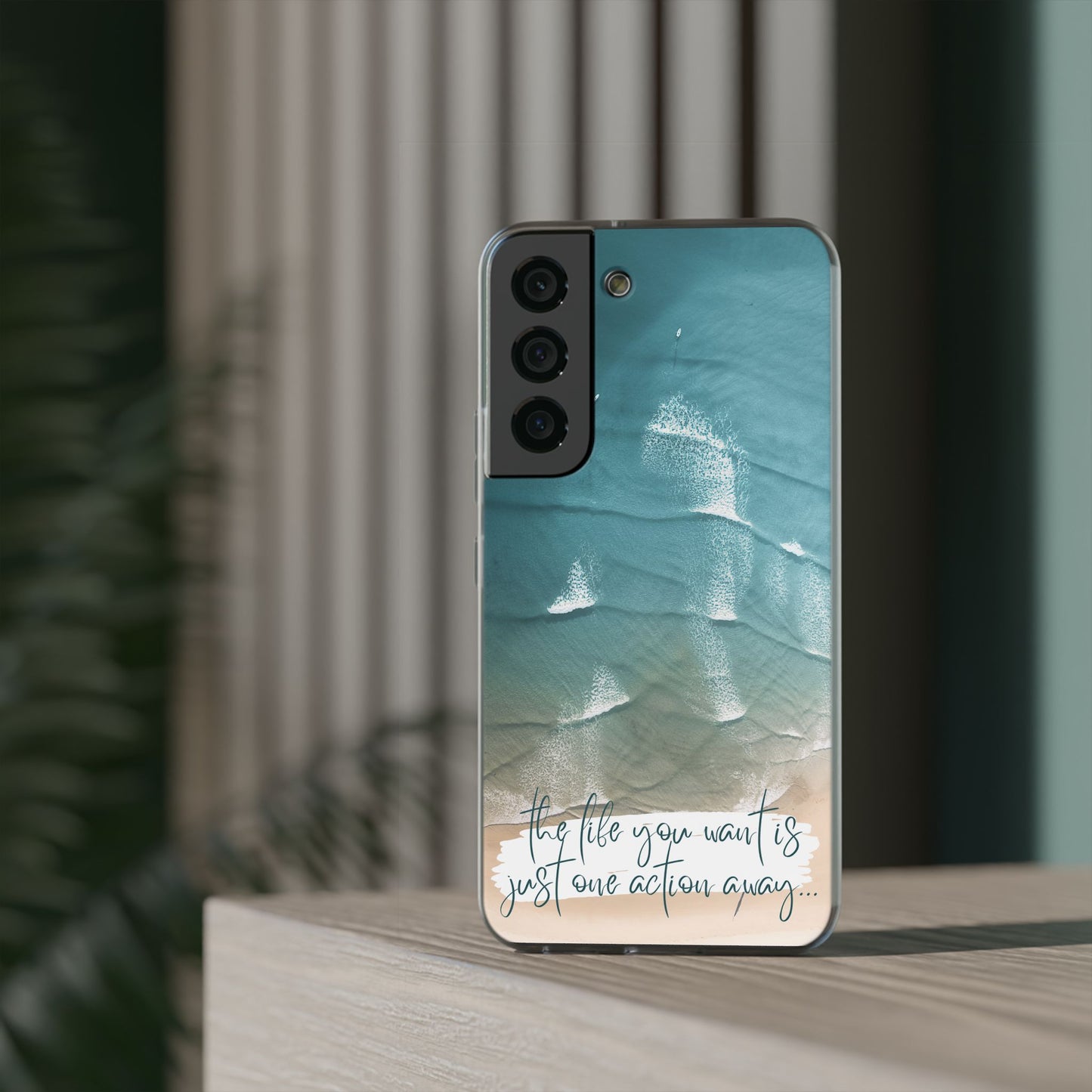 Ocean Waves Inspirational Phone Case, Beach Flexi Case, Life Quote Accessory, Coastal Decor, Gift