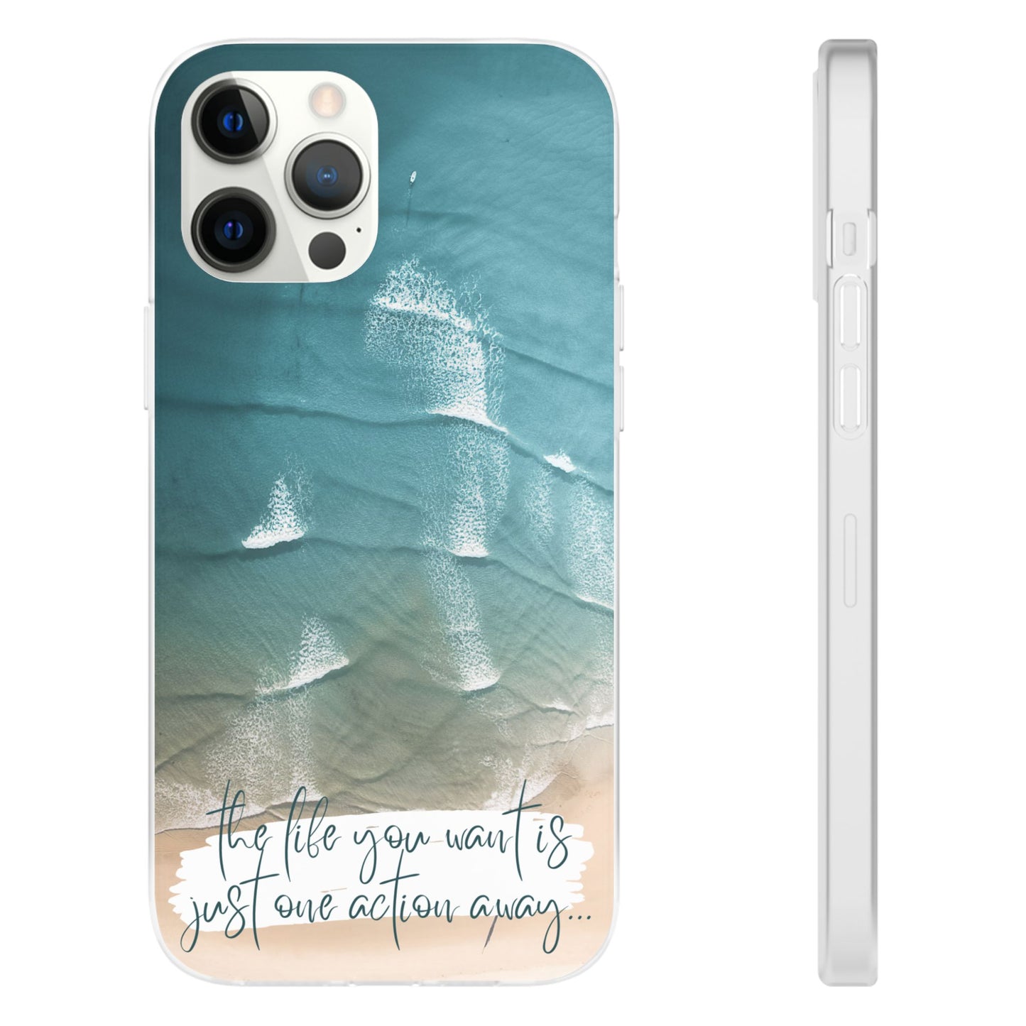 Ocean Waves Inspirational Phone Case, Beach Flexi Case, Life Quote Accessory, Coastal Decor, Gift