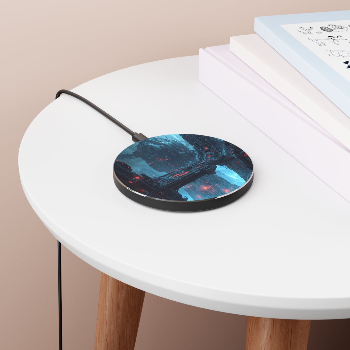 Futuristic Wireless Charger - Fast Charging Pad, Tech Gadget, Modern Home Decor, Geek Gift, Cyberpunk Desk Accessory