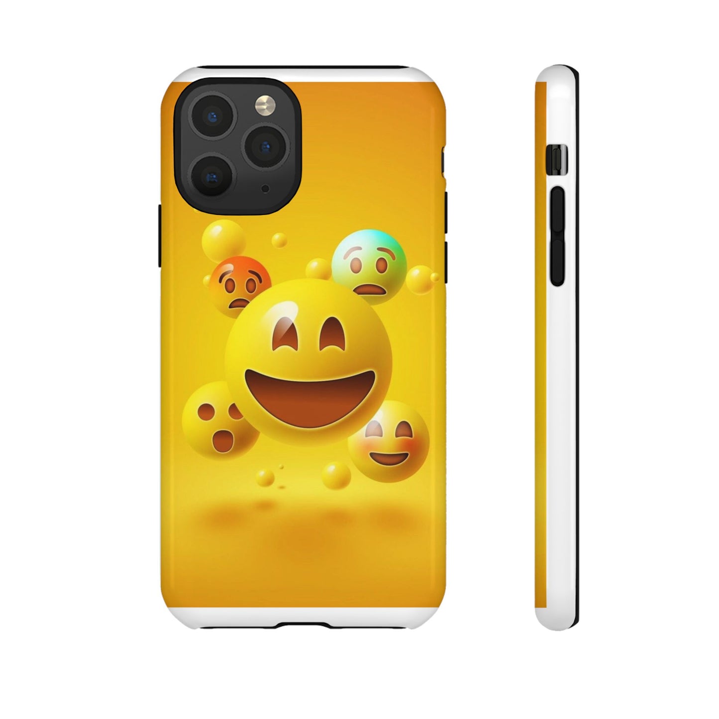Smiley Face Phone Case, Fun Emoji Phone Cover, Durable Tough Case, Gift for Friends, Bright Yellow Accessory