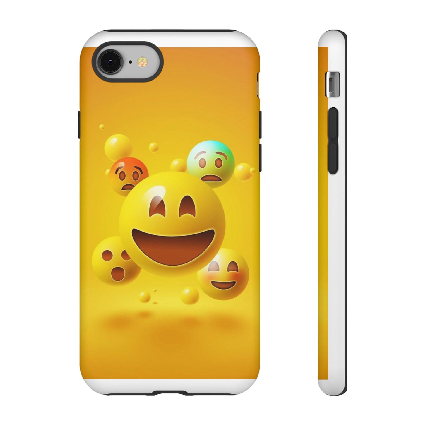 Smiley Face Phone Case, Fun Emoji Phone Cover, Durable Tough Case, Gift for Friends, Bright Yellow Accessory