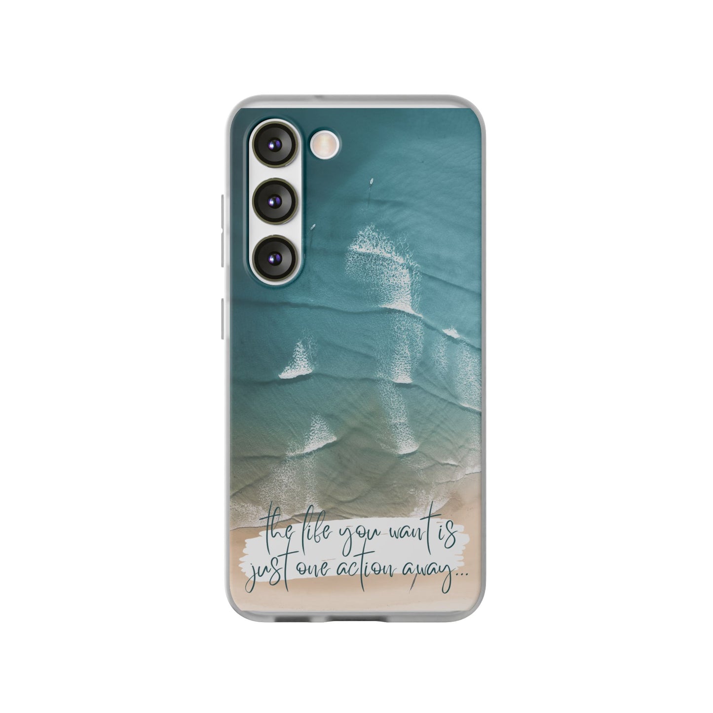 Ocean Waves Inspirational Phone Case, Beach Flexi Case, Life Quote Accessory, Coastal Decor, Gift