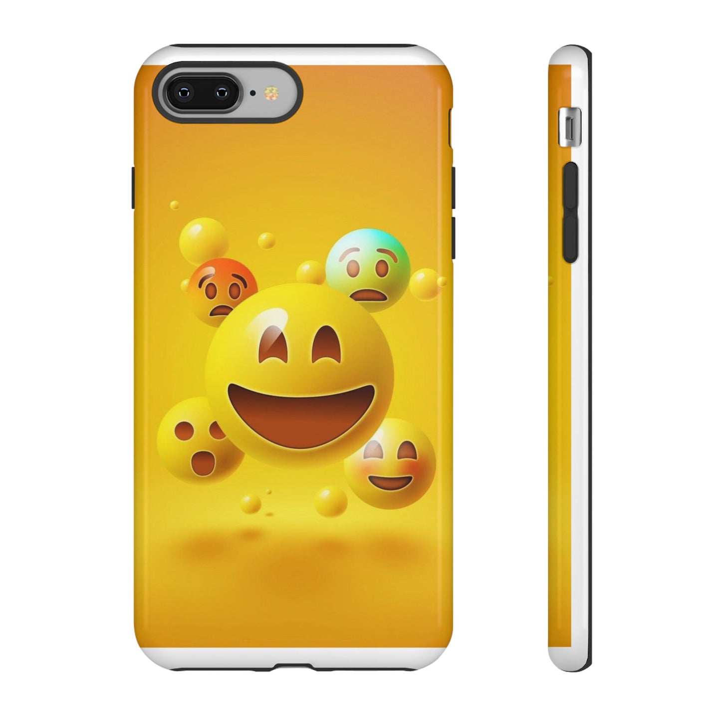 Smiley Face Phone Case, Fun Emoji Phone Cover, Durable Tough Case, Gift for Friends, Bright Yellow Accessory