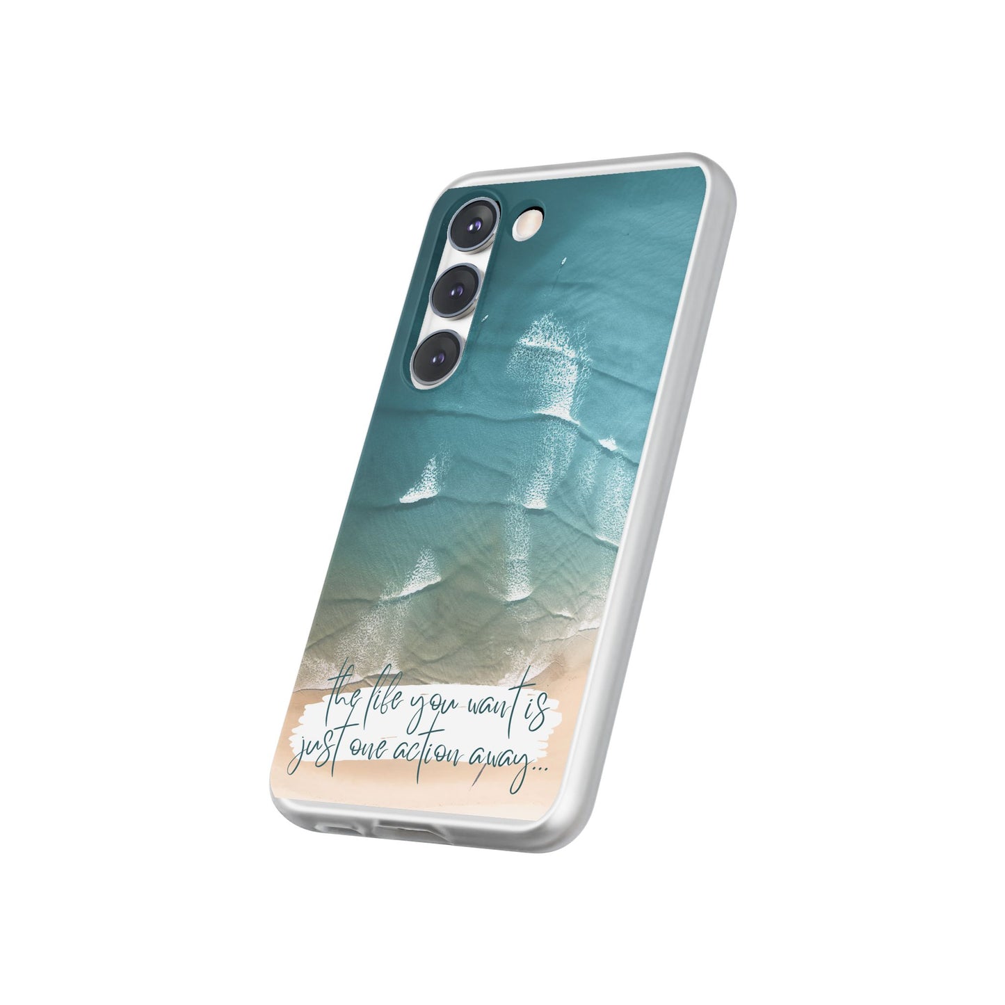 Ocean Waves Inspirational Phone Case, Beach Flexi Case, Life Quote Accessory, Coastal Decor, Gift