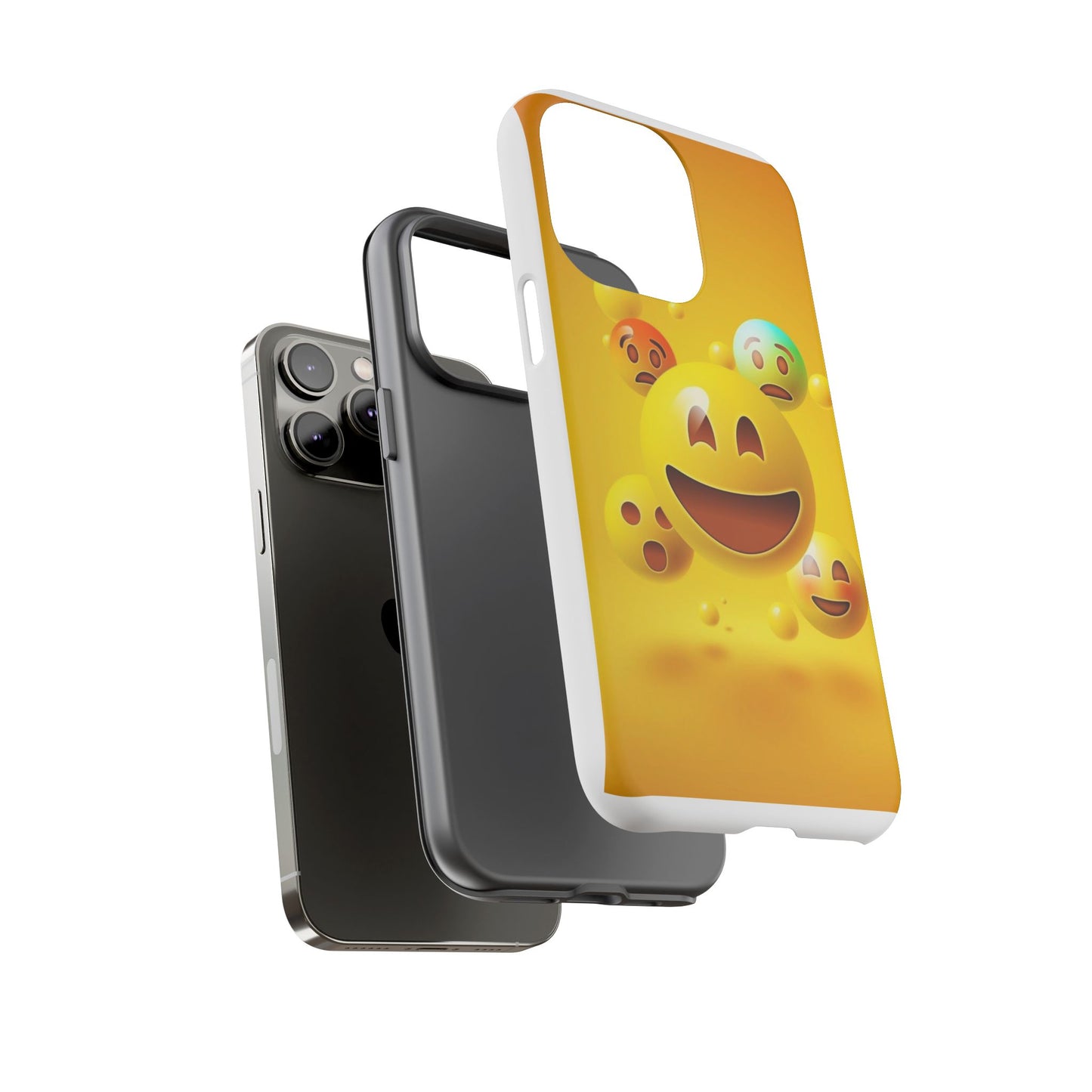 Smiley Face Phone Case, Fun Emoji Phone Cover, Durable Tough Case, Gift for Friends, Bright Yellow Accessory