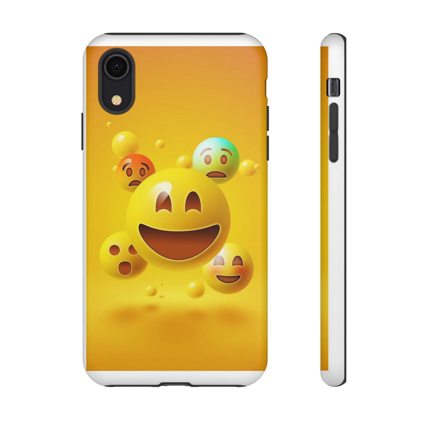Smiley Face Phone Case, Fun Emoji Phone Cover, Durable Tough Case, Gift for Friends, Bright Yellow Accessory