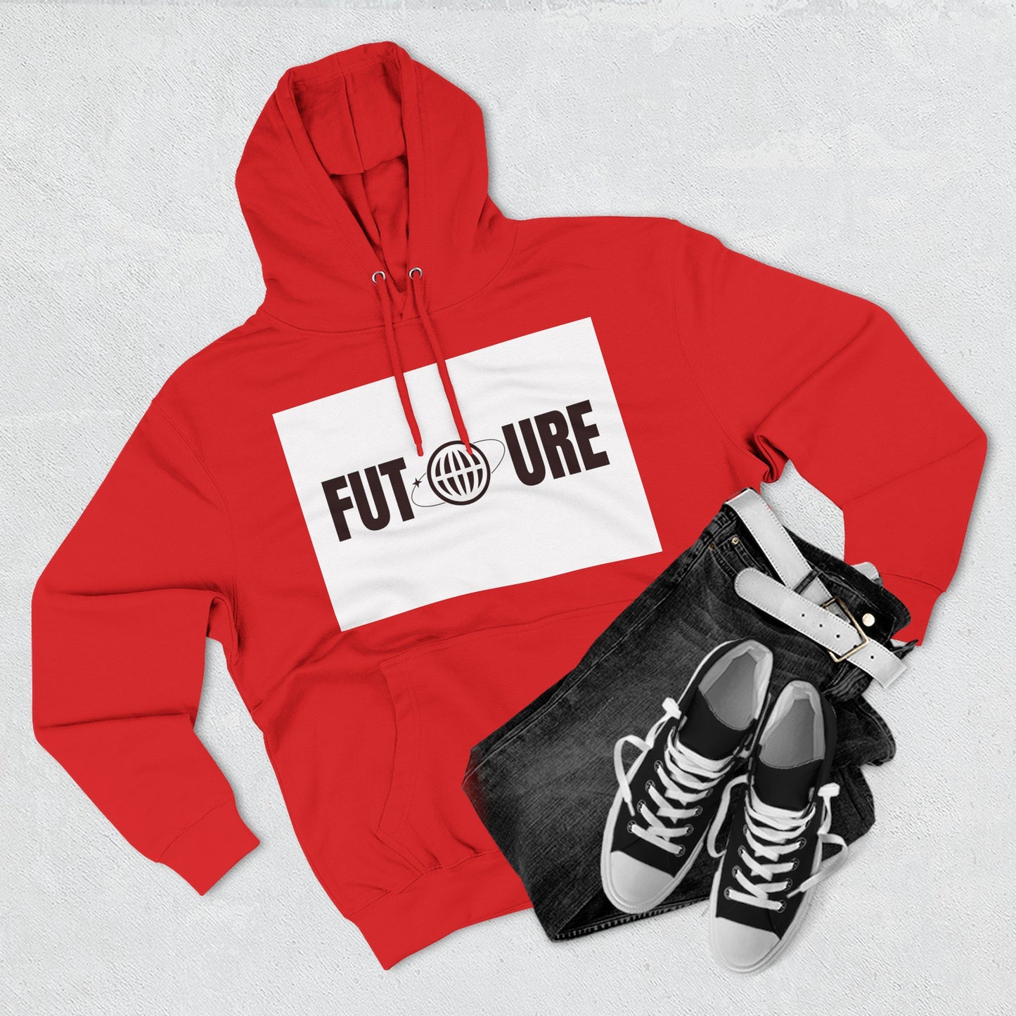Futuristic Three-Panel Fleece Hoodie, Cozy Fashion, Streetwear Style, Gift for Trendsetters, Everyday Comfort
