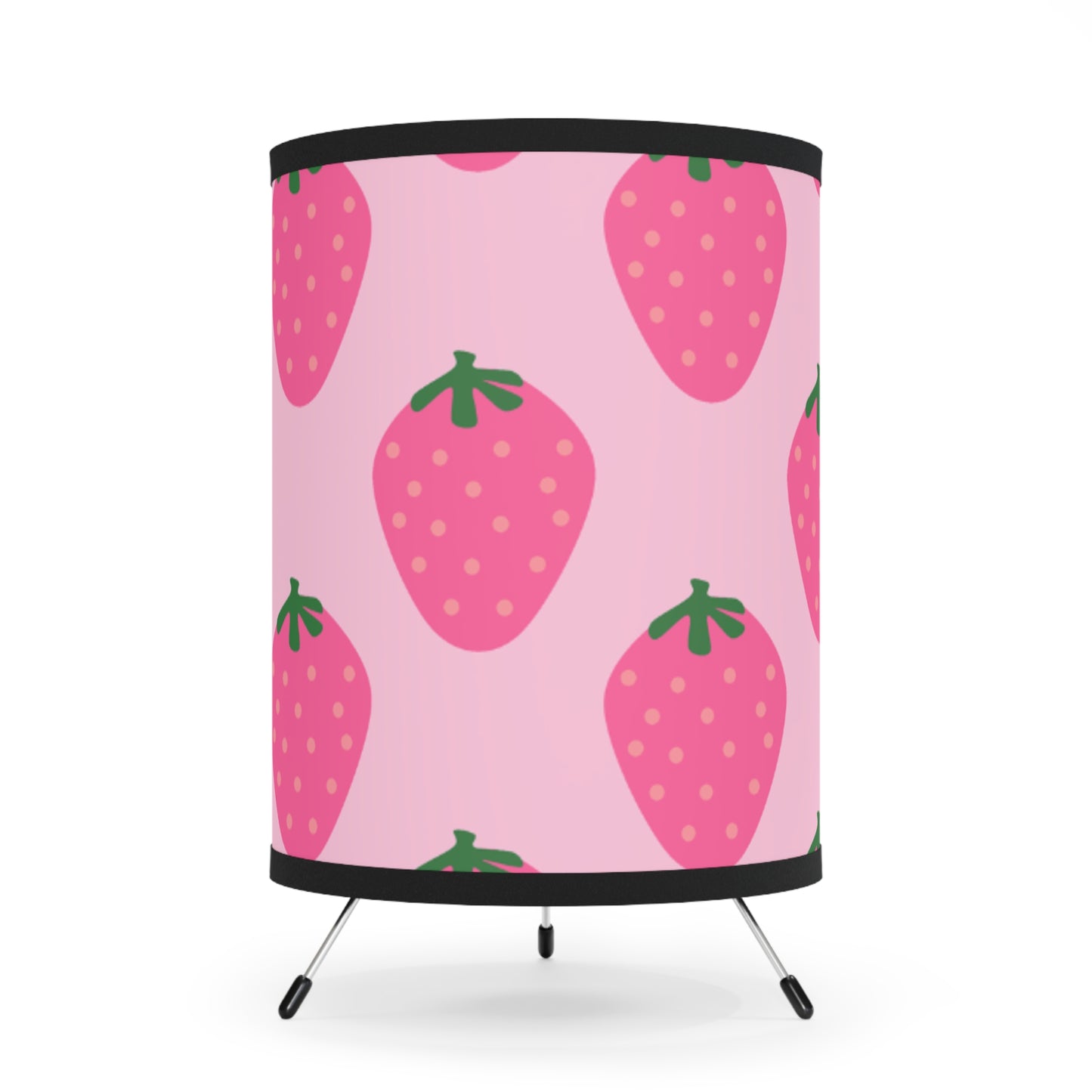 Strawberry Tripod Lamp, Vibrant Lighting Decor for Kids Rooms, Gifts for Garden Lovers, Nursery Decor, Pink Strawberry Shade