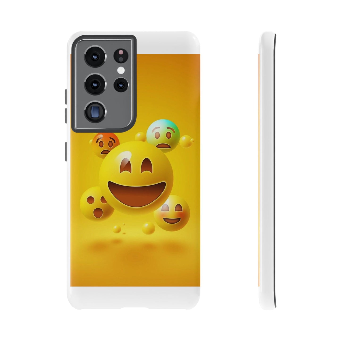 Smiley Face Phone Case, Fun Emoji Phone Cover, Durable Tough Case, Gift for Friends, Bright Yellow Accessory